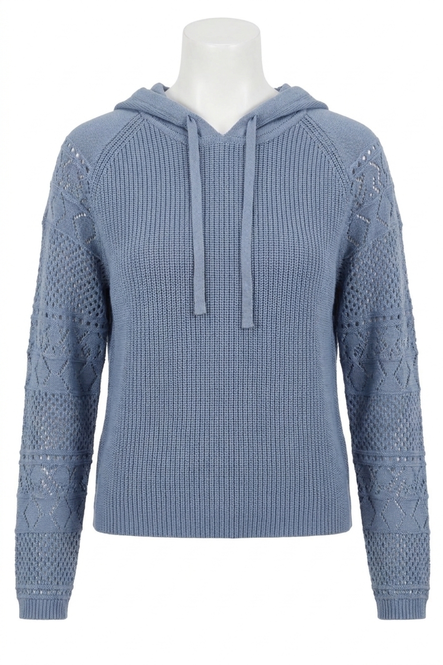 NEW FDJ ivy crochet sleeve sweater in indigo